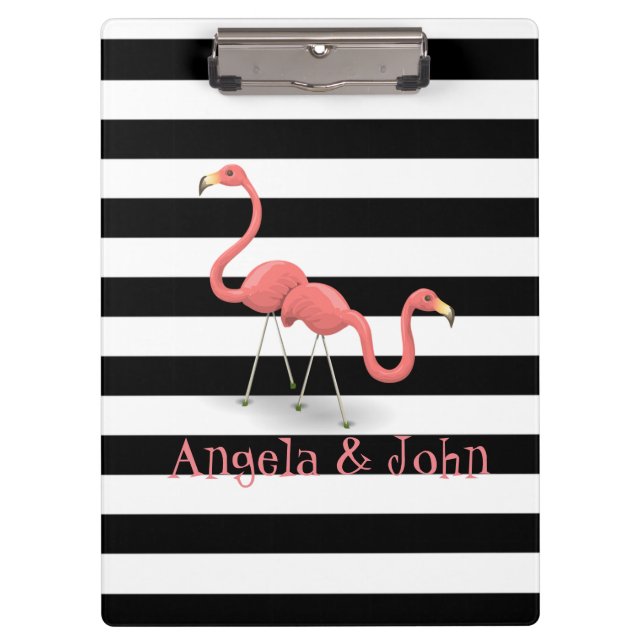 Carpeta De Pinza Flamencos, negro, franjas blancas personalizadas (Anverso)