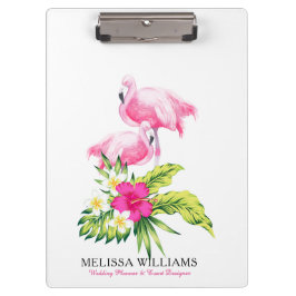 Carpeta De Pinza Flamencos y flores tropicales