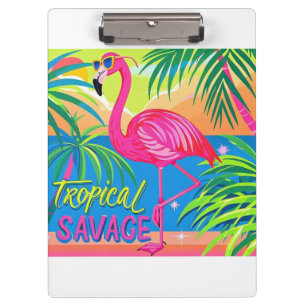 Carpeta De Pinza Flamingo rosa Estacionamiento tropical en una pier