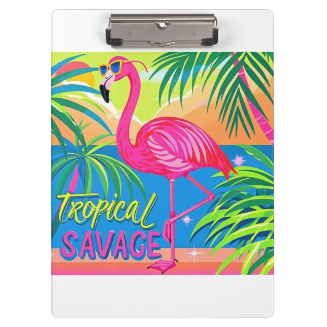 Carpeta De Pinza Flamingo rosa Estacionamiento tropical en una pier (Anverso)