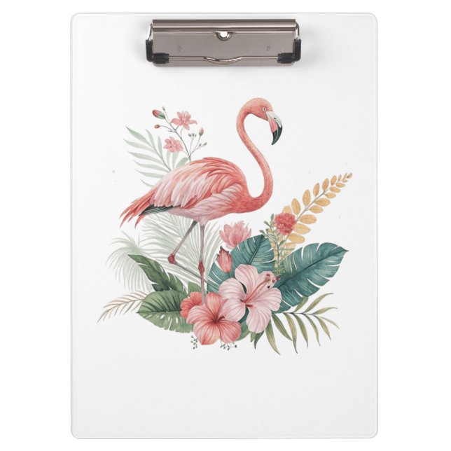Carpeta De Pinza Flamingo With Flowers (Anverso)