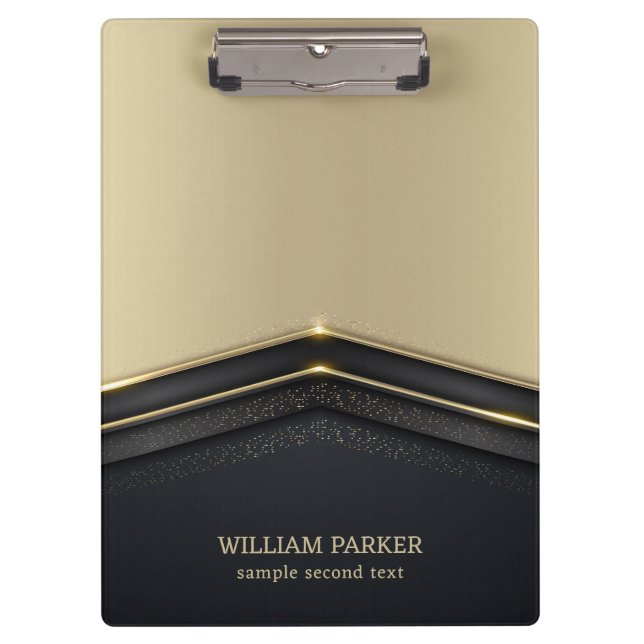 Carpeta De Pinza Flecha Beige y Oro Negro (Anverso)