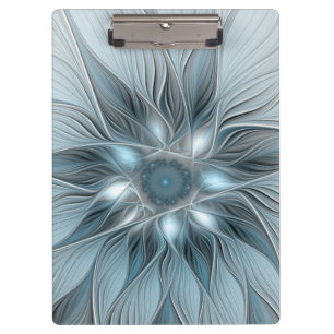Carpeta De Pinza Flor abstracta alegre azul gris fractal floral