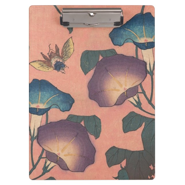 Carpeta De Pinza Flor de abeja rosa Clásica Hokusai Art (Anverso)