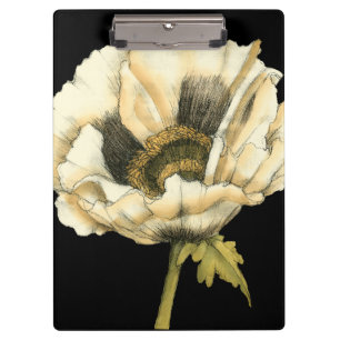 Carpeta De Pinza Flor de amapola crema en fondo negro