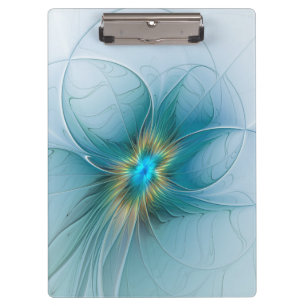 Carpeta De Pinza Flor de Arte Fractal de Oro Azul Pequeña Belleza