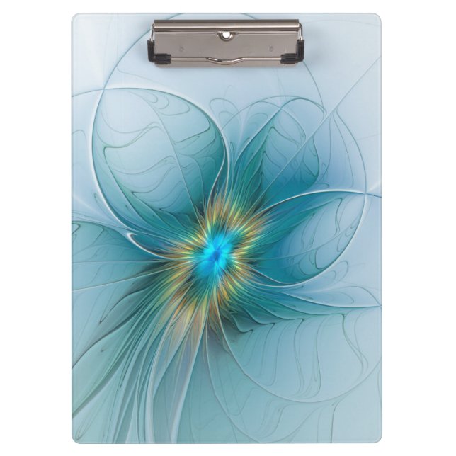 Carpeta De Pinza Flor de Arte Fractal de Oro Azul Pequeña Belleza (Anverso)