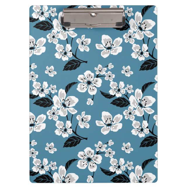 CARPETA DE PINZA FLOR DE CEREZO - SAKURA (AZUL AHUMADO) (Anverso)