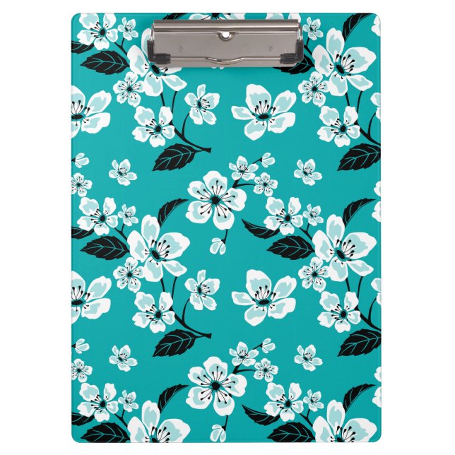 CARPETA DE PINZA FLOR DE CEREZO - SAKURA (TURQUESA) (Anverso)