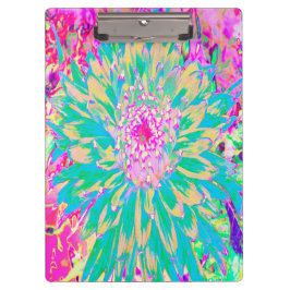 Carpeta De Pinza Flor de Dahlia verde y rosa caliente decorativa Ve