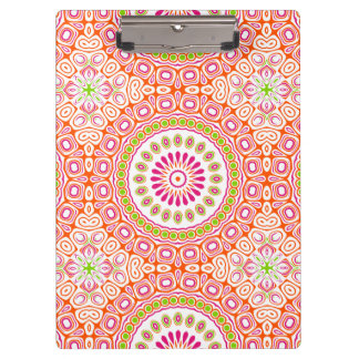 Carpeta De Pinza Flor de Mandala Brillante Rosa y Naranja de Primav