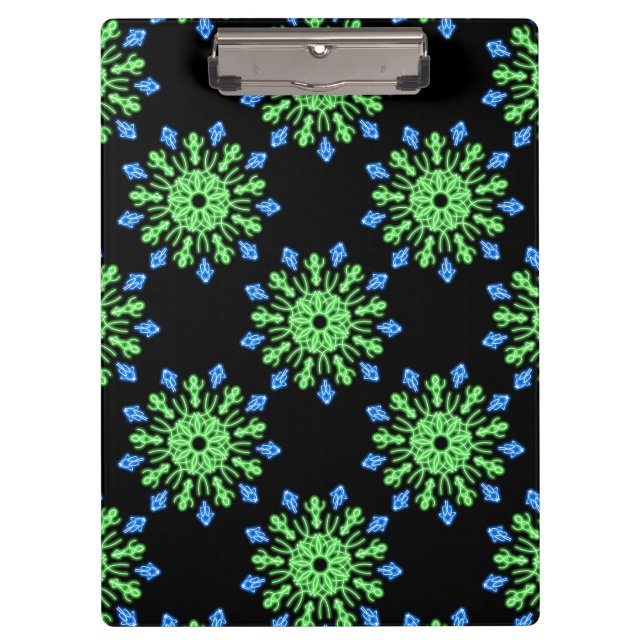 Carpeta De Pinza Flor de neón verde y azul (Anverso)