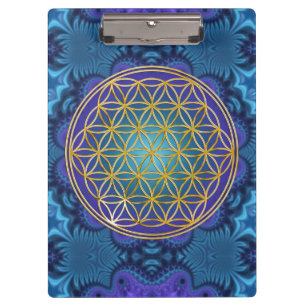 Carpeta De Pinza Flor de vida - oro - fractal 1