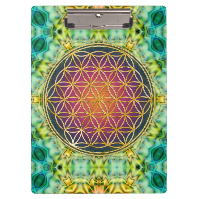 Carpeta De Pinza Flor de vida - oro - fractal 2 (Anverso)