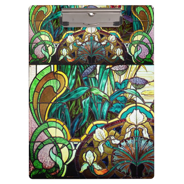 Carpeta De Pinza Flor de vidrio teñido de Art Nouveau (Anverso)