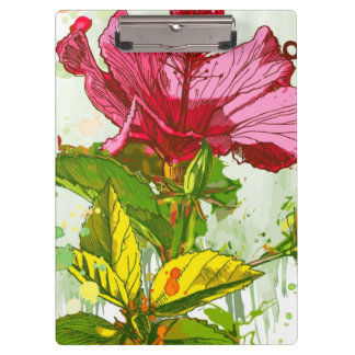 Carpeta De Pinza Flor del hibisco - pintura de la acuarela