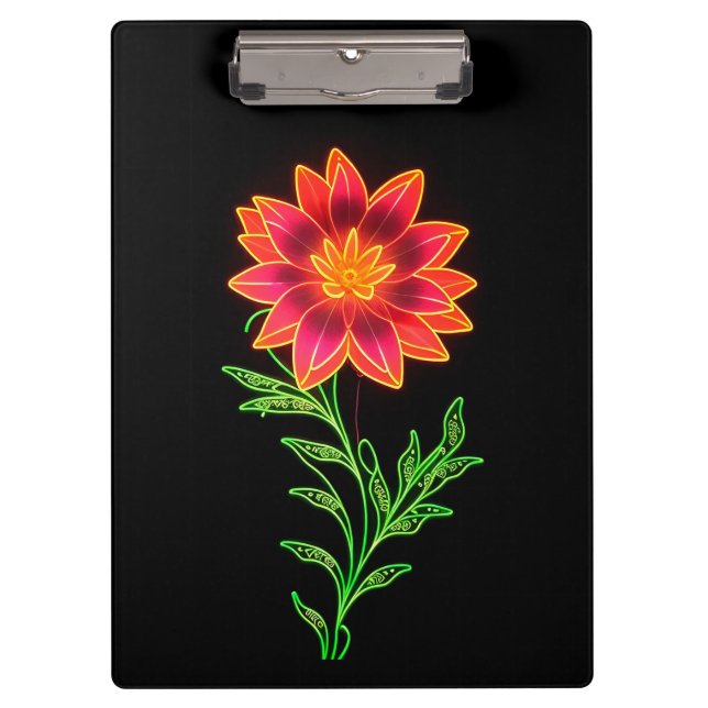 Carpeta De Pinza Flor Estilizada de Neón (Anverso)