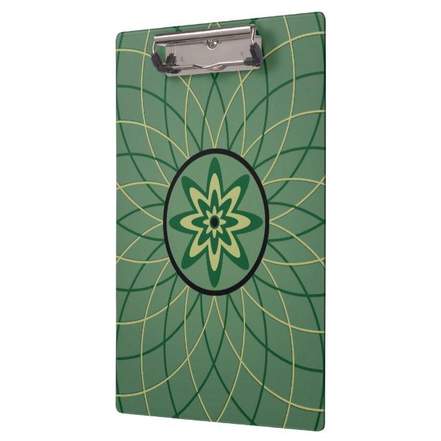 Carpeta De Pinza Flor Geométrica Verde Bosque (Izquierda)