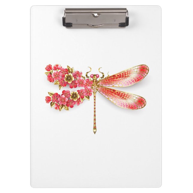 Carpeta De Pinza Flor libélula con sakura de joyas (Anverso)
