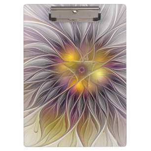 Carpeta De Pinza Flor Luminosa Colorida, Fractal Moderno Abstracto