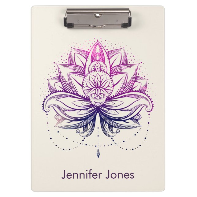 Carpeta De Pinza Flor púrpura de la acuarela Lotus/del lirio (Anverso)
