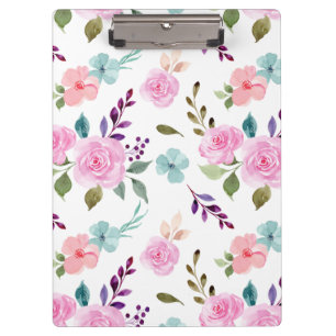 Carpeta De Pinza Flor rosa acuarela transparente