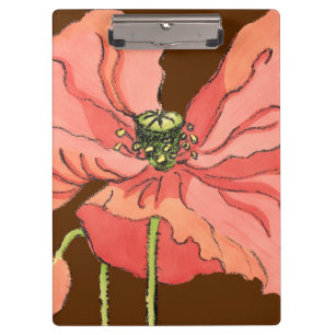 Carpeta De Pinza Flor rosada grande con el fondo de color rojo