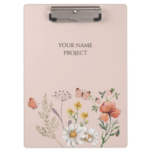 Carpeta De Pinza Flor silvestre Rubor Peach Floral