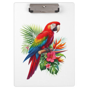 Carpeta De Pinza Flor tropical de macao rojo