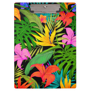 Carpeta De Pinza Flor tropical y hoja de palma Hawaití colorido