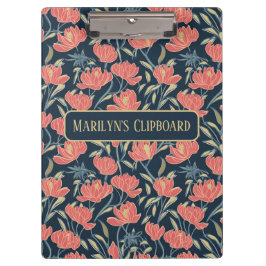 Carpeta De Pinza Flora de brisa coral personalizada