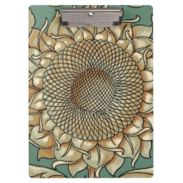 Carpeta De Pinza Floración del girasol en fondo azulverde (Anverso)