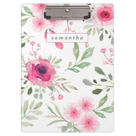 Carpeta De Pinza Floral acuática rosa primavera personalizada