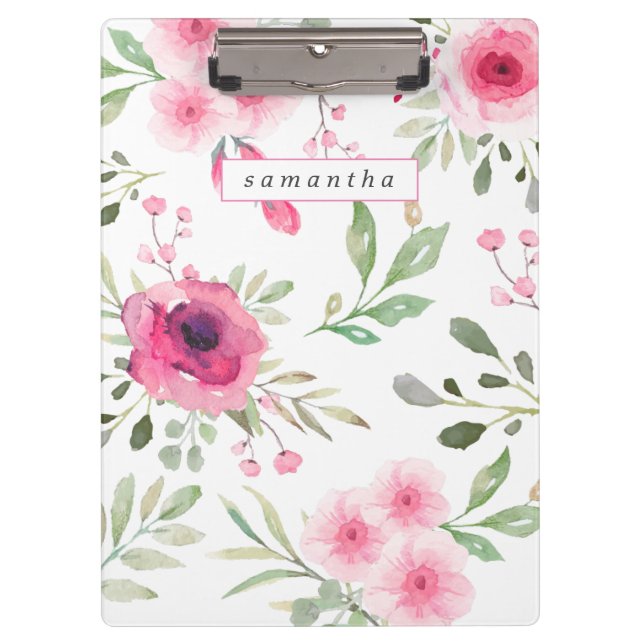 Carpeta De Pinza Floral acuática rosa primavera personalizada (Anverso)