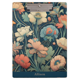 Carpeta De Pinza Floral azul marino