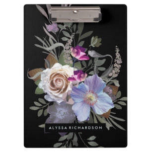 Carpeta De Pinza Floral cambiante oscuro en negro
