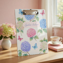 Carpeta De Pinza Floral de Hortensia en Acuarela Personalizada
