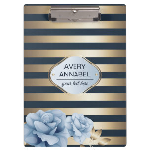 Carpeta De Pinza Floral de lujosa banda dorada