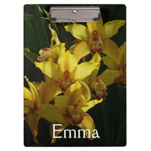 Carpeta De Pinza Floral de orquídeas amarillas soleadas