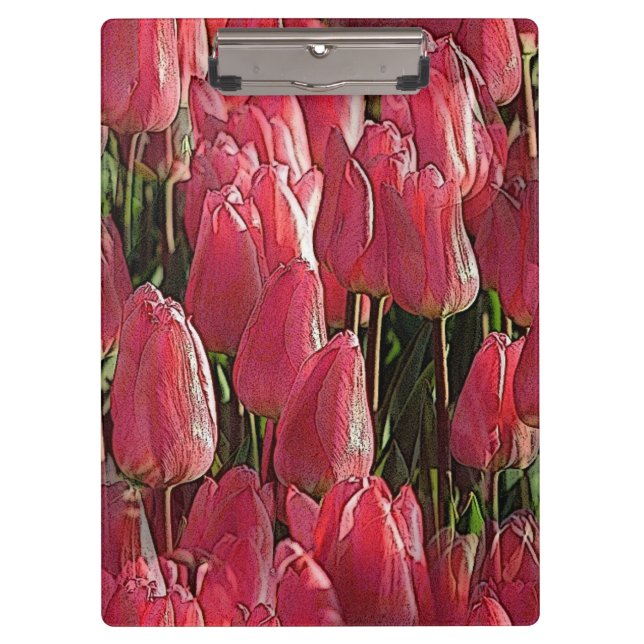 Carpeta De Pinza Floral de tulipanes rosados (Anverso)
