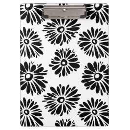 Carpeta De Pinza Floral Funky negra y blanca