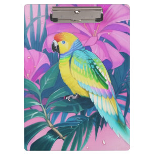 Carpeta De Pinza Floral/Hawaiano/Tropical/loro