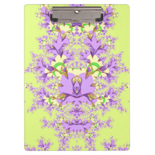 Carpeta De Pinza FLORAL ~ Mauve, diseño amarillo y verde