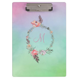 Carpeta De Pinza Floral moderna acuarela color de agua bucal rosa