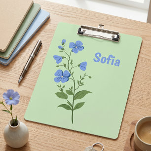 Carpeta De Pinza Floral moderno Daisy azul femenino elegante con es