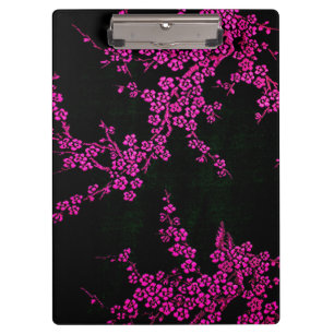 Carpeta De Pinza Floral oriental japonesa flor de cerezo rosa negro