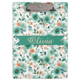 Carpeta De Pinza Floral Personalizado Verde Primavera Vintage