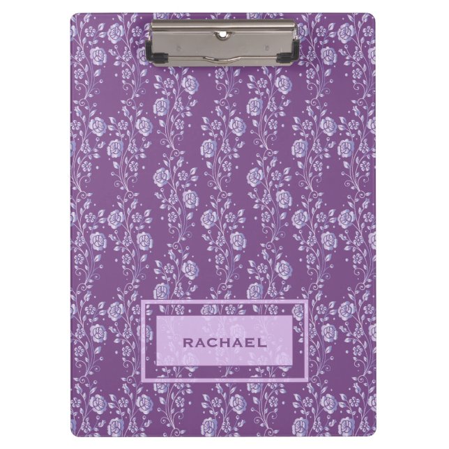 Carpeta De Pinza Floral púrpura y lilaca personalizada (Anverso)