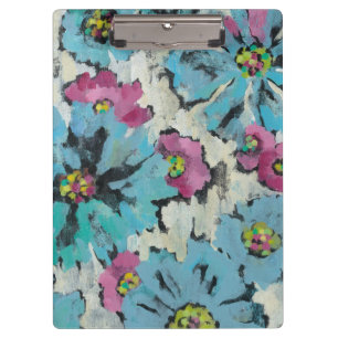 Carpeta De Pinza Floral rosado y azul gráfico