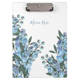 Carpeta De Pinza Floral Sencillo Elegante Jardín Azul Delfino